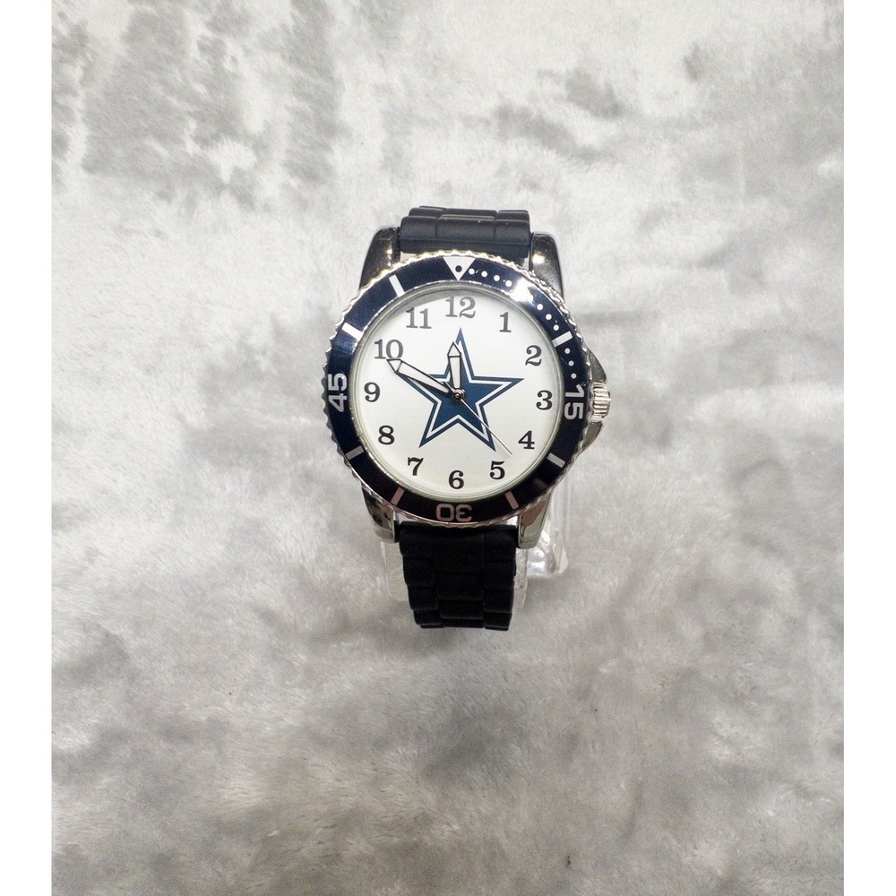 DALLAS COWBOYS BLACK BAND WATCH GAMETIME Mens 40mm NEW BATTERY